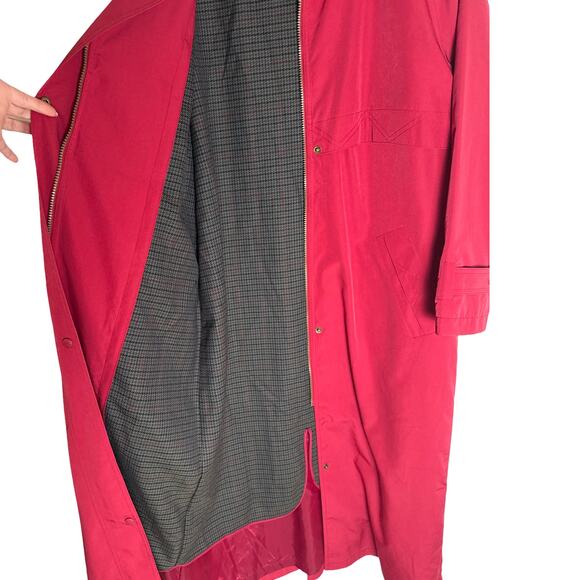 L.L. Bean Vintage Wool Lined Zip In Long Coat Removable Hood Pink Red Size Large - Picture 5 of 12